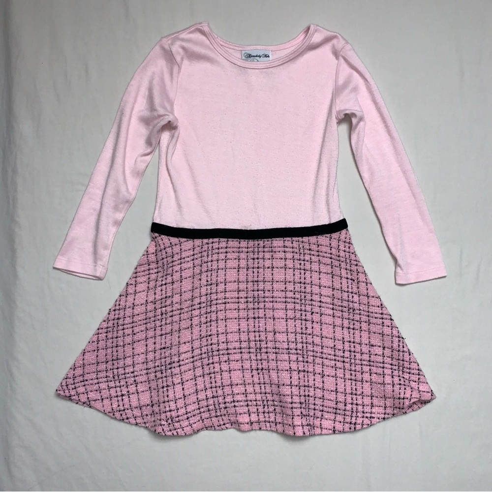 Pink Plaid Dress Girl’s 4-5 Long Sleeve Preppy Fall Winter Cute School Adorable